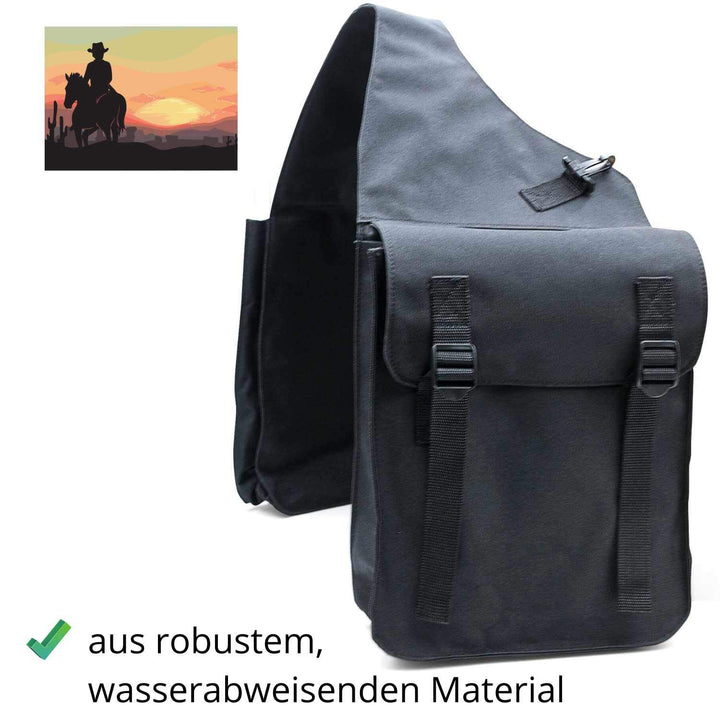 Satteltasche Pferd Cordura Doppelpacktasche schwarz 30x24x10 cm - Bild 6