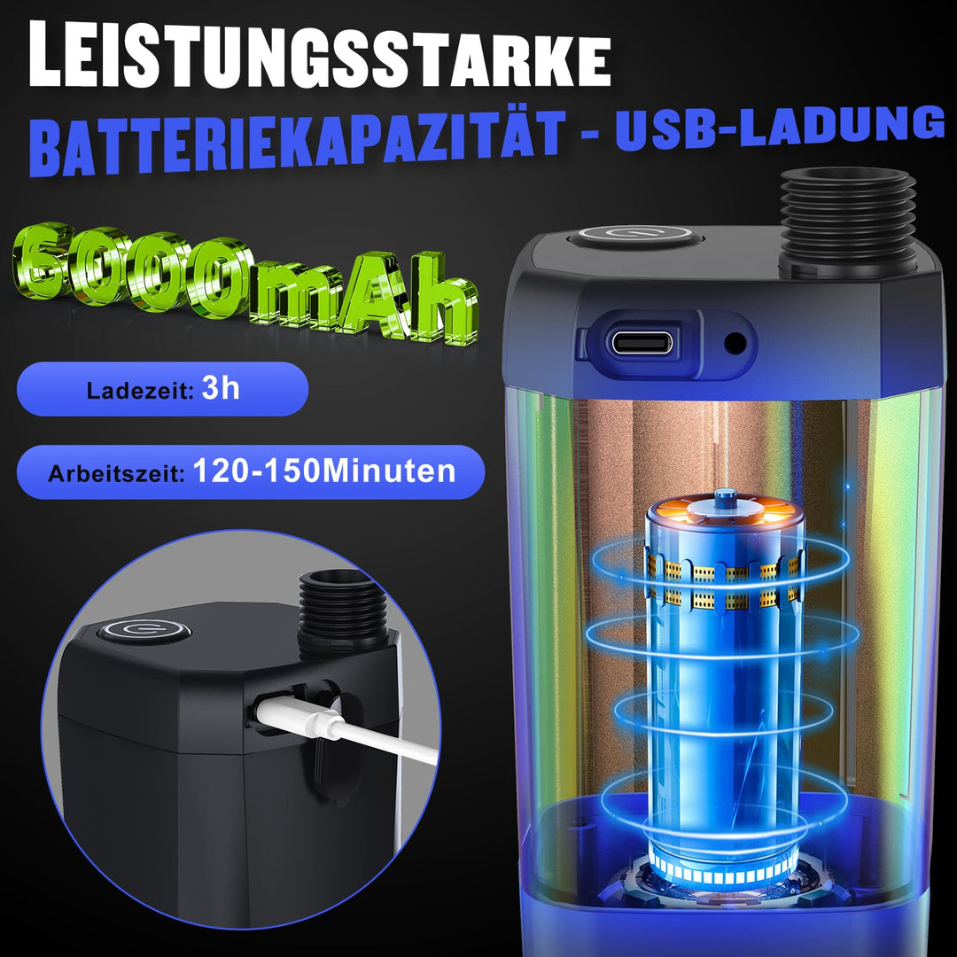 Campingdusche Akku 6000mAh mit Pumpe, 4 Modi, IPX7