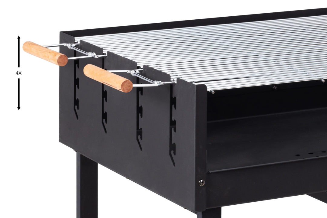 Holzkohlegrill Stahl mit 2 höhenverstellbaren Rosten und Rollen - Bild 7
