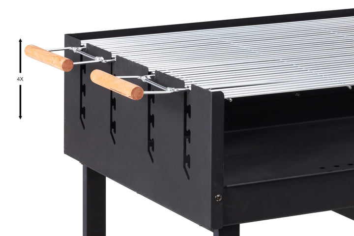Holzkohlegrill Stahl mit 2 höhenverstellbaren Rosten und Rollen - Bild 7