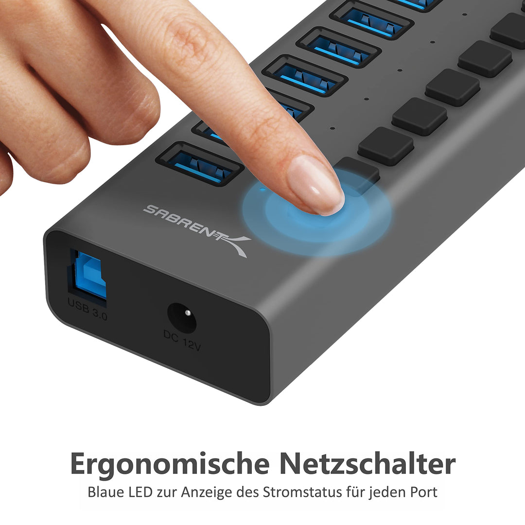 USB Hub 16-Port aktiv mit Netzteil 90W Schalter für PC Laptop - Bild 6