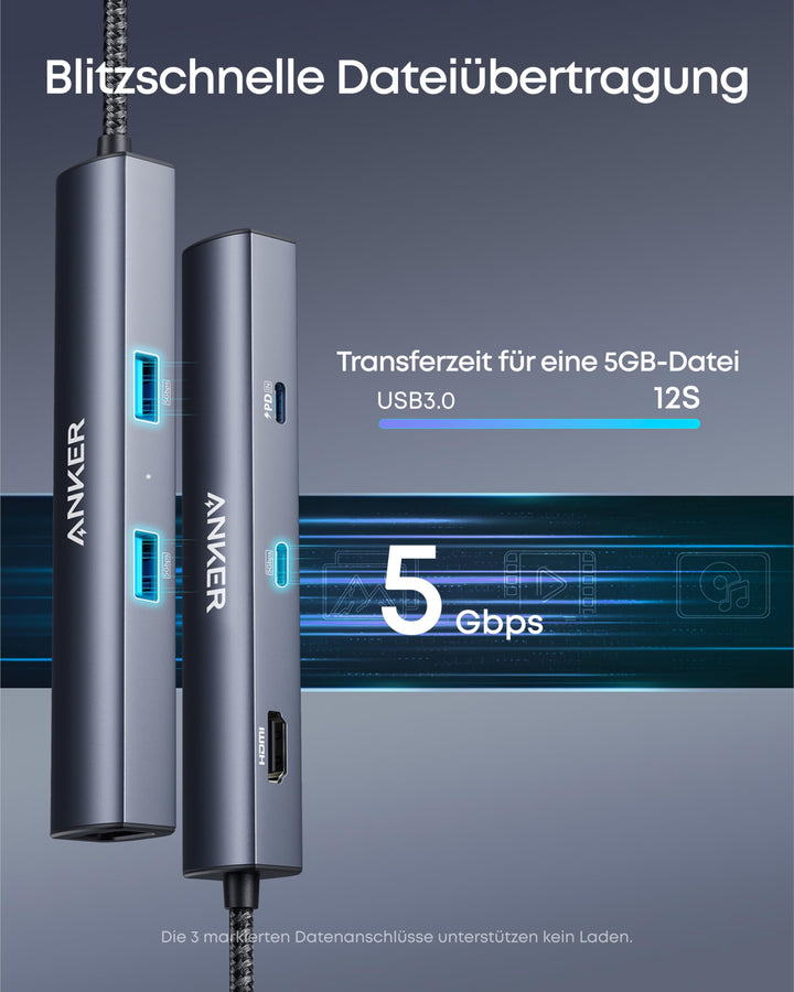 USB-C Hub 6-in-1 mit HDMI 4K, Ethernet 1 Gbps und Power Delivery