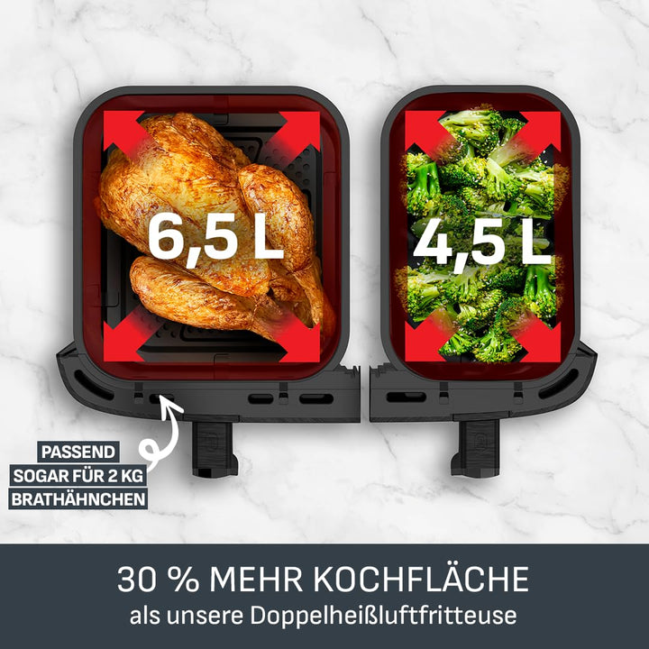 Heissluftfritteuse Doppelkammer 11 L für 8-10 Personen grau - Bild 3