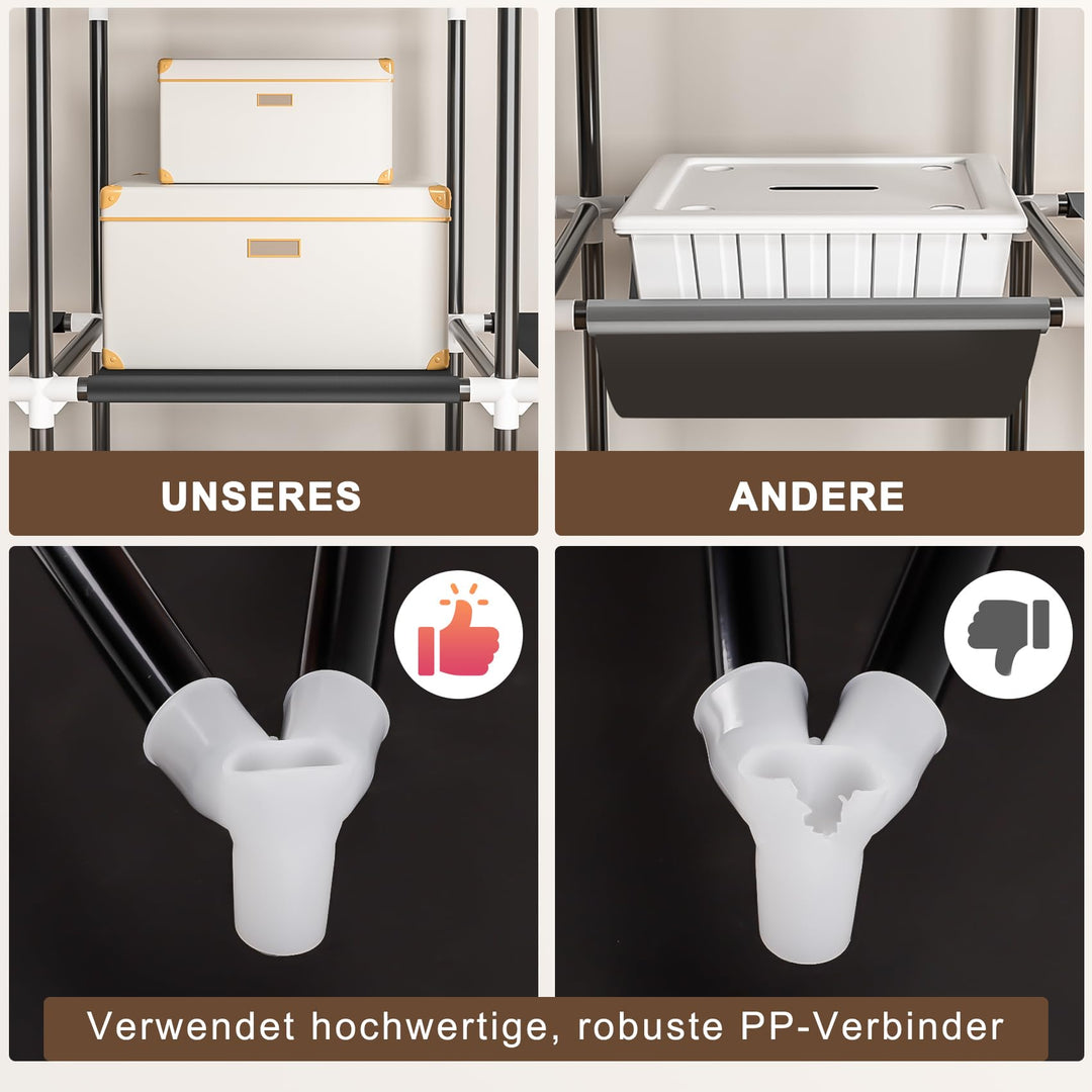 Stoffkleiderschrank faltbar mit 4 Kleiderstangen 168x43x162 cm - Bild 7