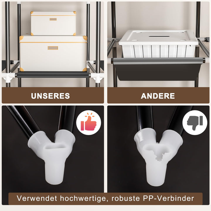 Stoffkleiderschrank faltbar mit 4 Kleiderstangen 168x43x162 cm - Bild 7