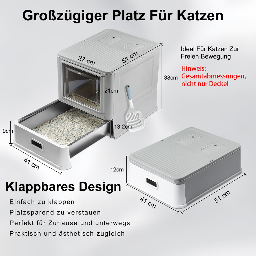 Geschlossene Katzentoilette Edelstahl XL mit Schublade und Matte - Bild 6