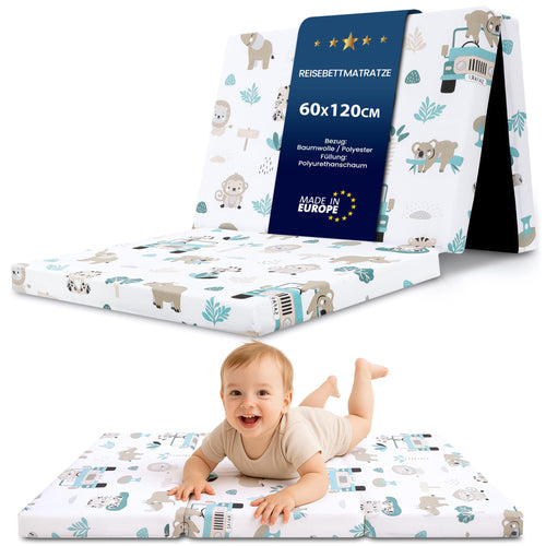 Faltmatratze Baby 60x120 cm mit Transporttasche waschbarer Bezug