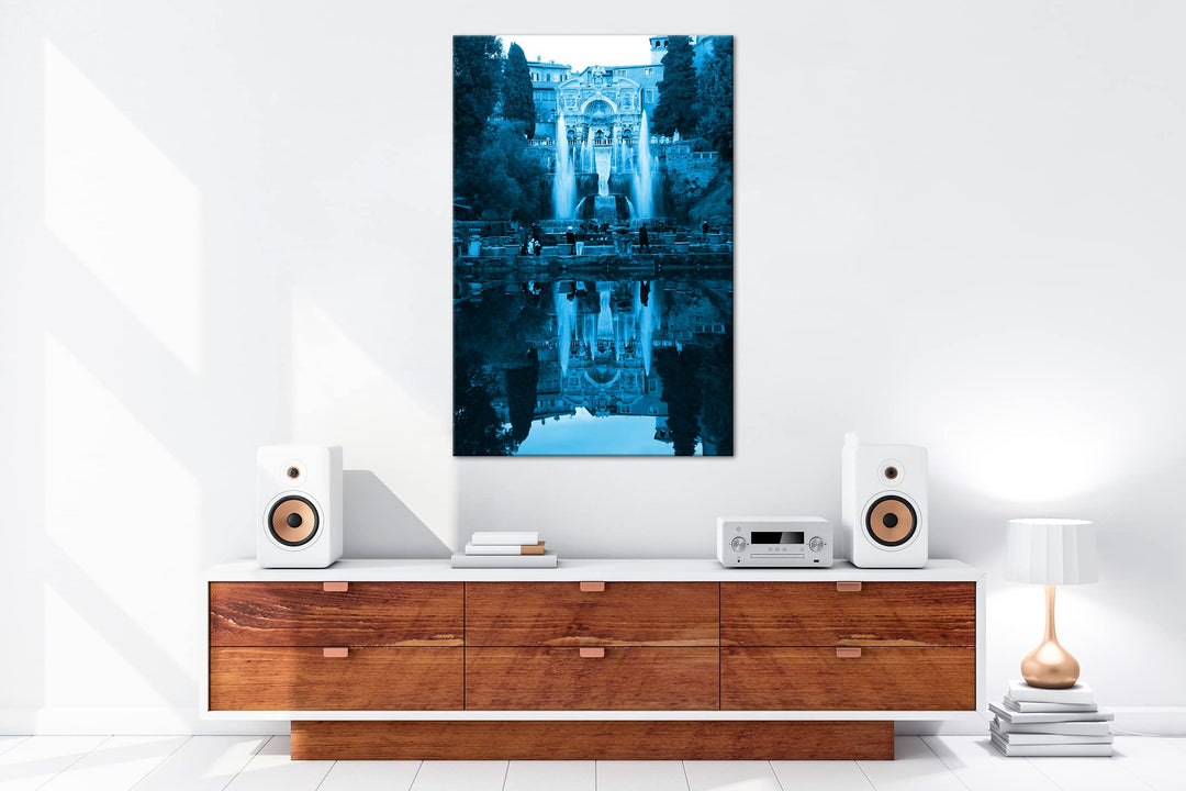 Leinwandbild Brunnen Italien Monochrom Blau 80x60 cm - Bild 5