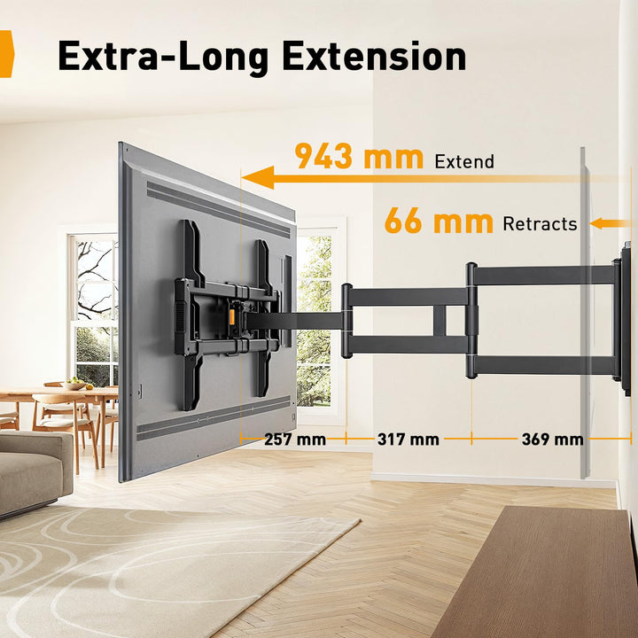 TV Wandhalterung Langarm 943mm schwenkbar für 42-84 Zoll bis 68kg - Bild 4