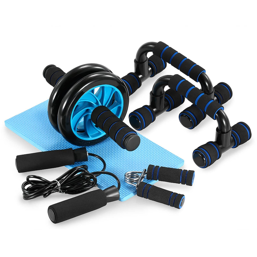 Fitnessset 5-in-1 Bauchtrainer Ab Wheel mit Springseil und Kniematte