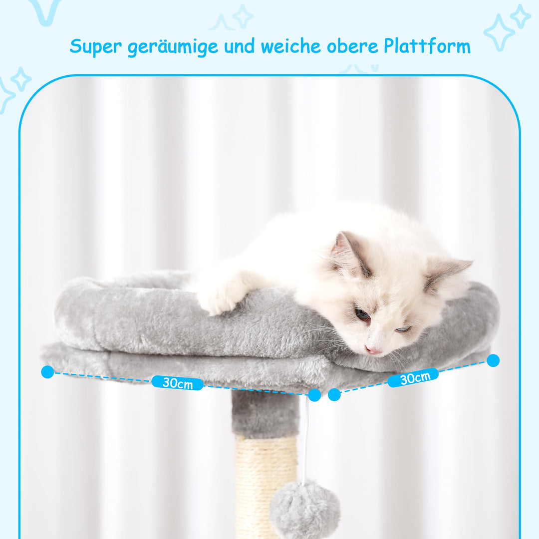 Kratzbaum mehrstöckig mit Höhle, Korb und Sisalsäulen für Katzen - Bild 3