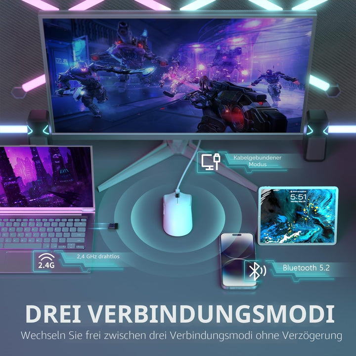 Gaming-Maus kabellos Tri-Mode 59g ultraleicht mit RGB-Ladestation - Bild 3