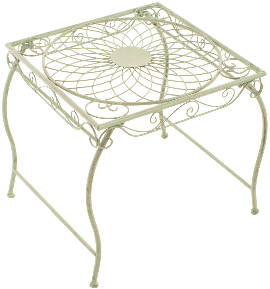 Beistelltisch Eisen Jugendstil Ornamente antik-grün für Balkon Garten