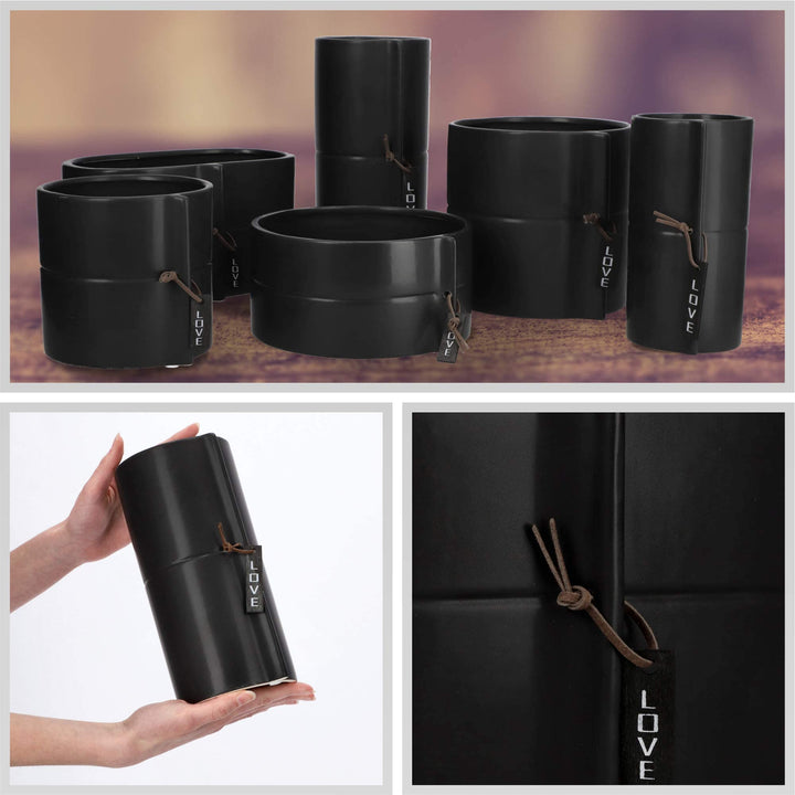 Keramik-Übertopf schwarz 11 cm für Zimmerpflanzen - Bild 8