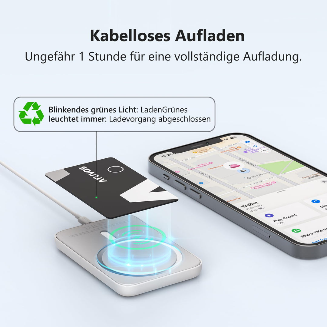 Wallet Tracker Karte ultradünn 1.6mm wiederaufladbar 2er-Set iOS - Bild 3