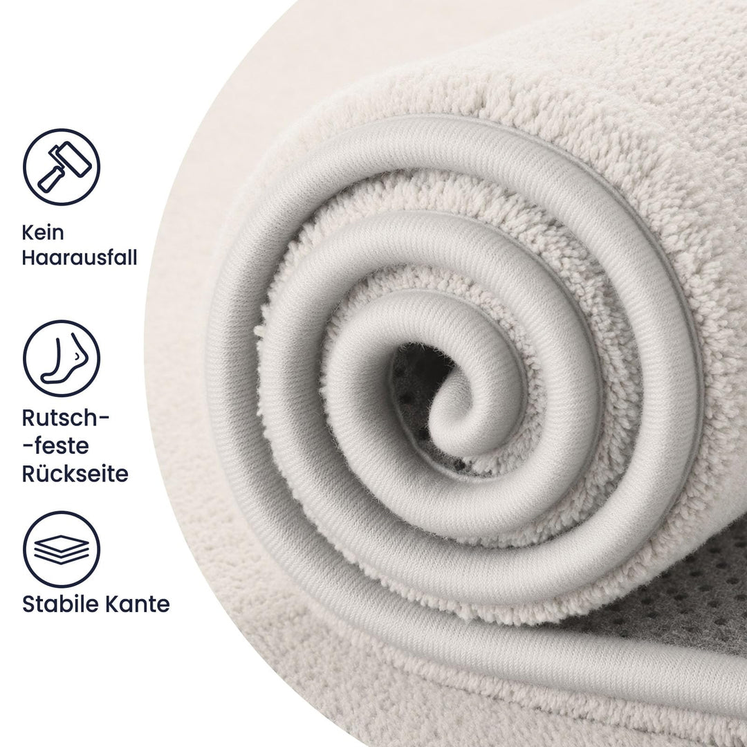 Flauschiger Hochflor Teppich Creme 200x300cm mit Rutschstopp - Bild 3