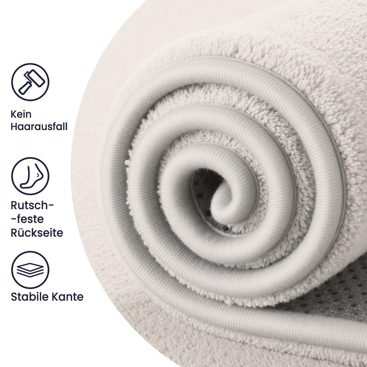 Flauschiger Hochflor Teppich Creme 200x300cm mit Rutschstopp - Bild 3