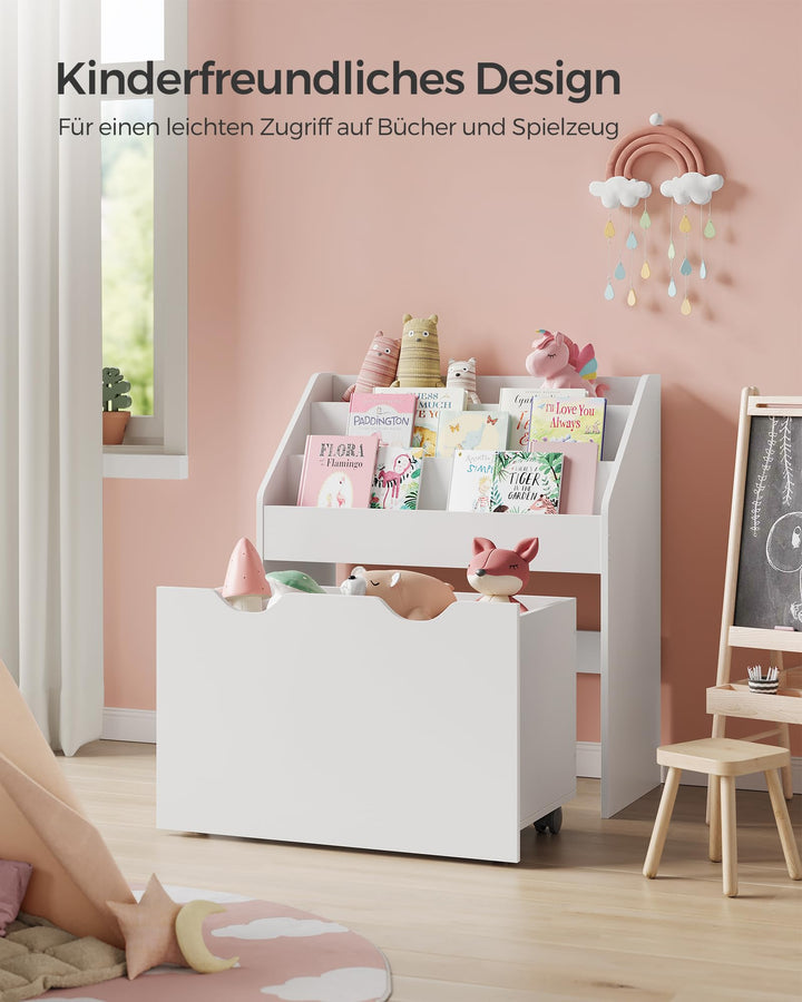 Kinderregal mit 3 Ebenen und Rollbox für Bücher und Spielzeug - Bild 4
