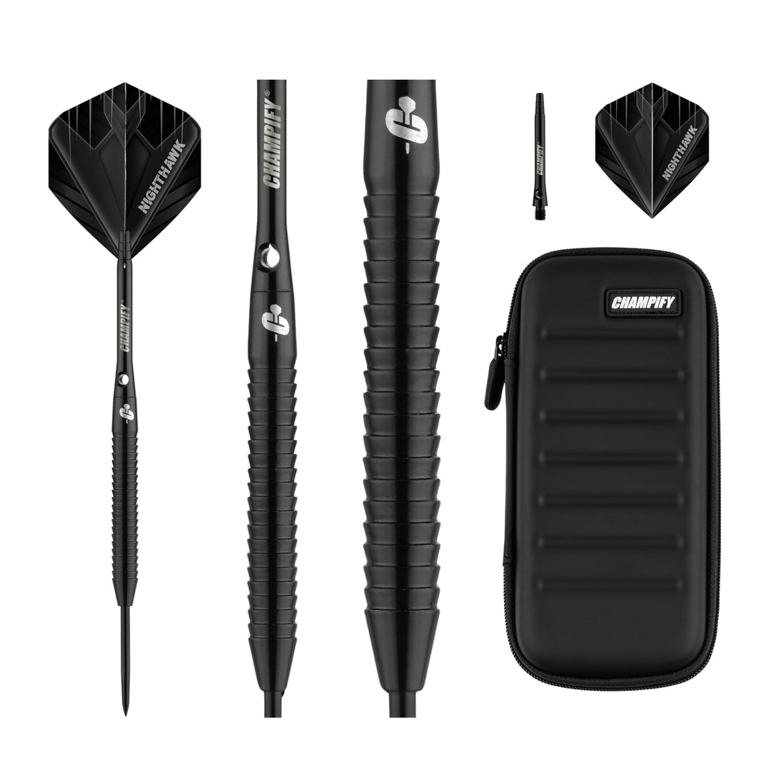 Steeldart Set 90% Tungsten 23g mit Darttasche, 9 Schäfte &amp; Flights