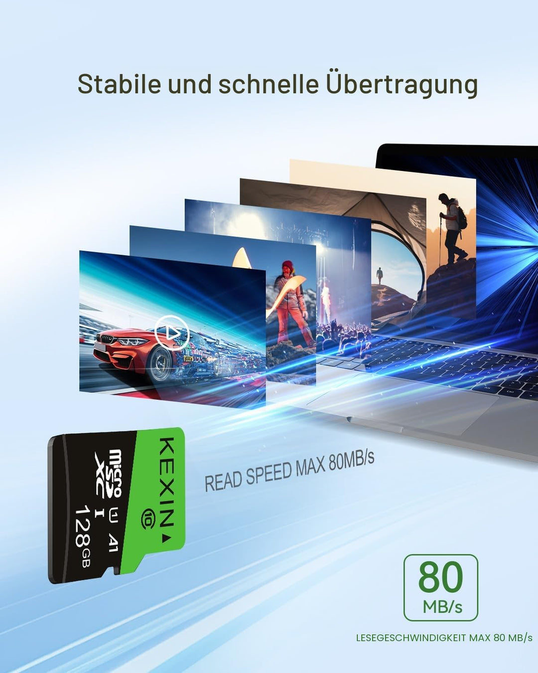 Micro SD Karte 128GB 3er-Pack A1 C10 U1 mit SD Adapter - Bild 6
