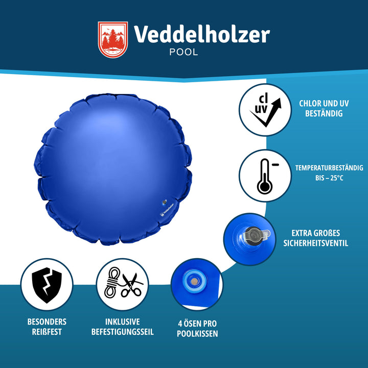 Poolkissen rund Ø 200 cm PVC mit Befestigungsseil &amp; Reparaturkit - Bild 4