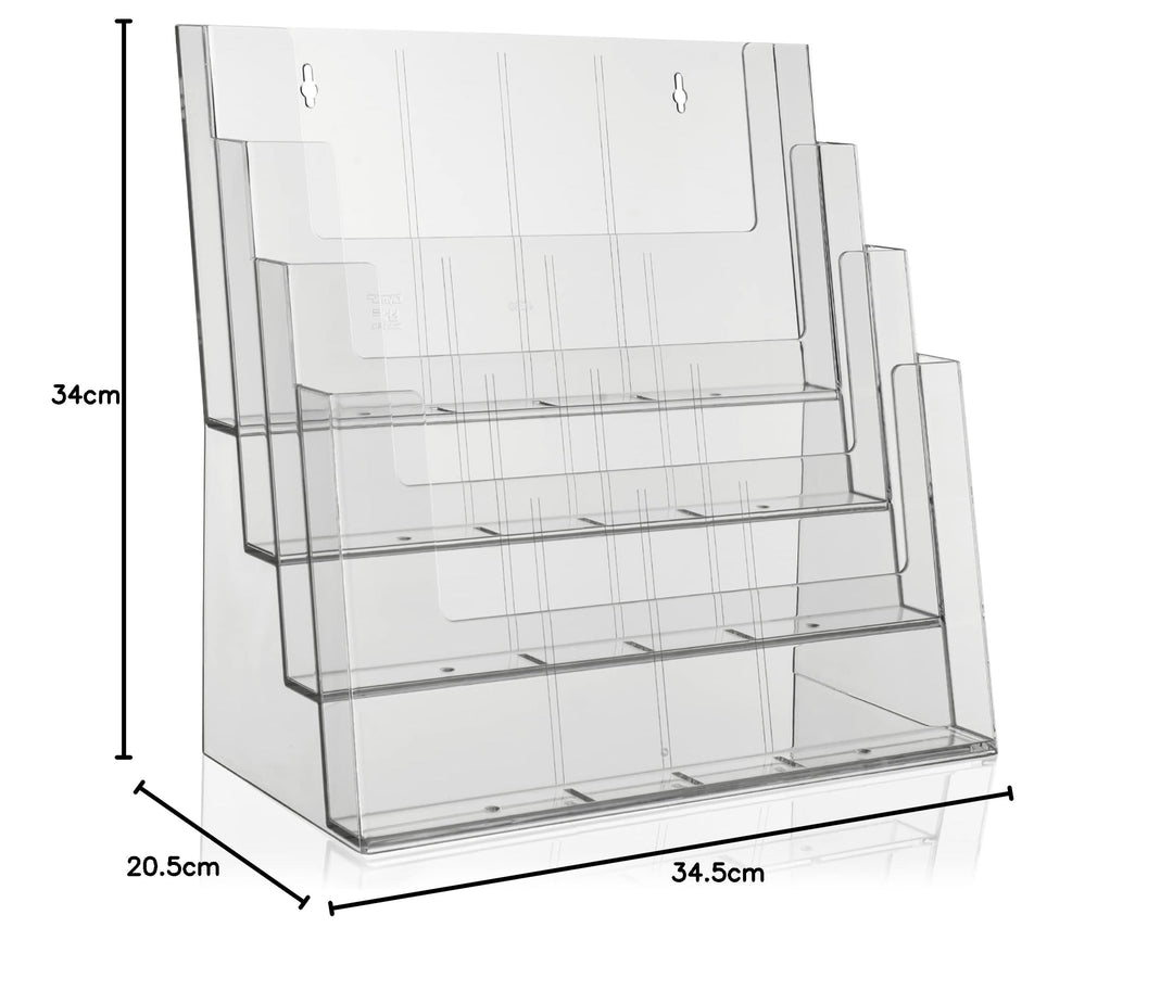 Prospektständer 4 Etagen transparent für A4 A5 DL A6 Tisch Wand - Bild 9