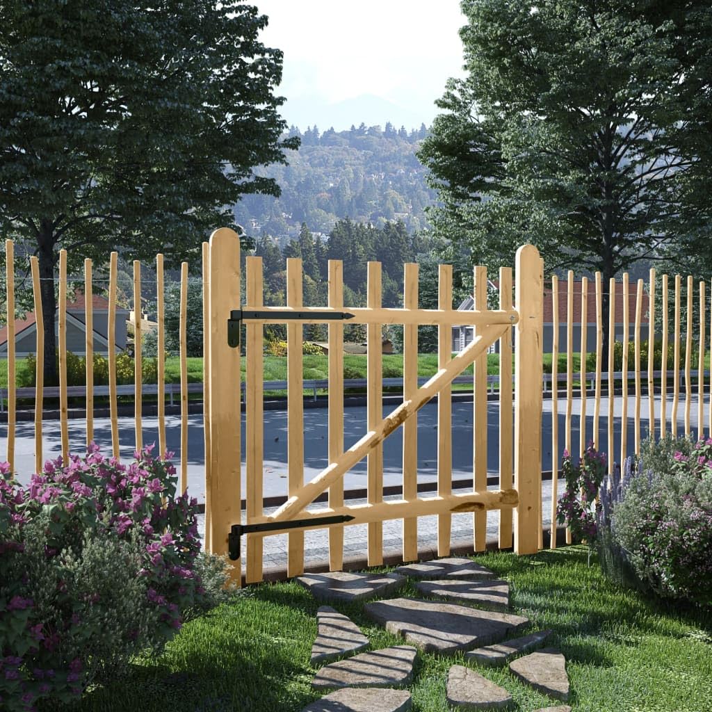 Zauntor Haselnussholz 100x100 cm Staketenzaun Garten - Bild 2