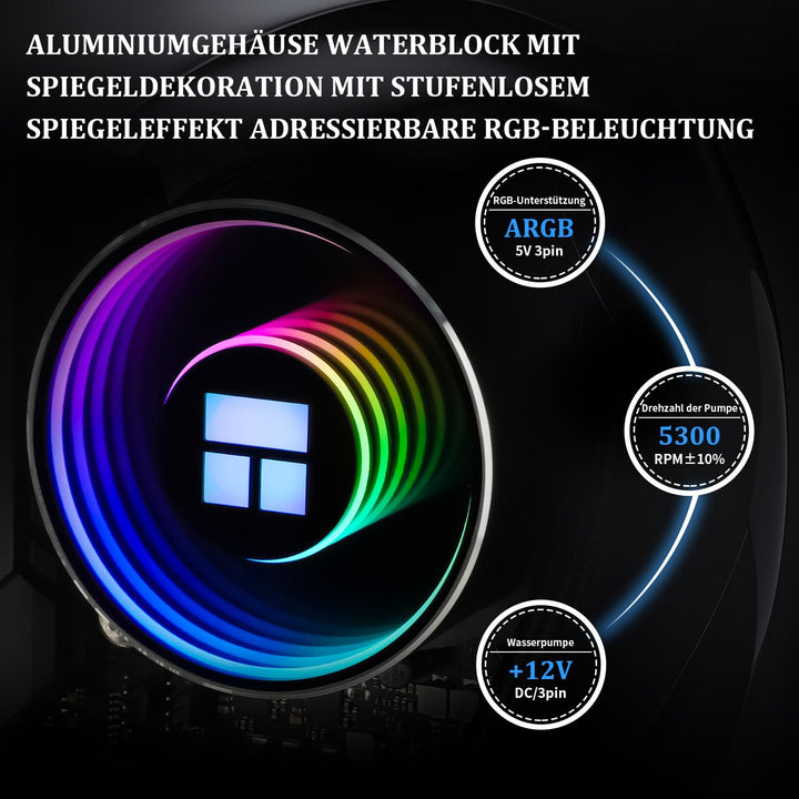 CPU-Wasserkühlung 360mm ARGB Kupfer-Wasserblock Intel &amp; AMD - Bild 4