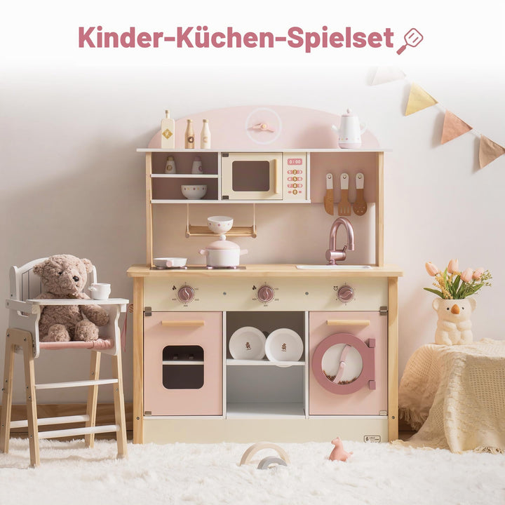 Spielküche Holz mit Zubehör für Kinder Rosa Mädchen - Bild 2