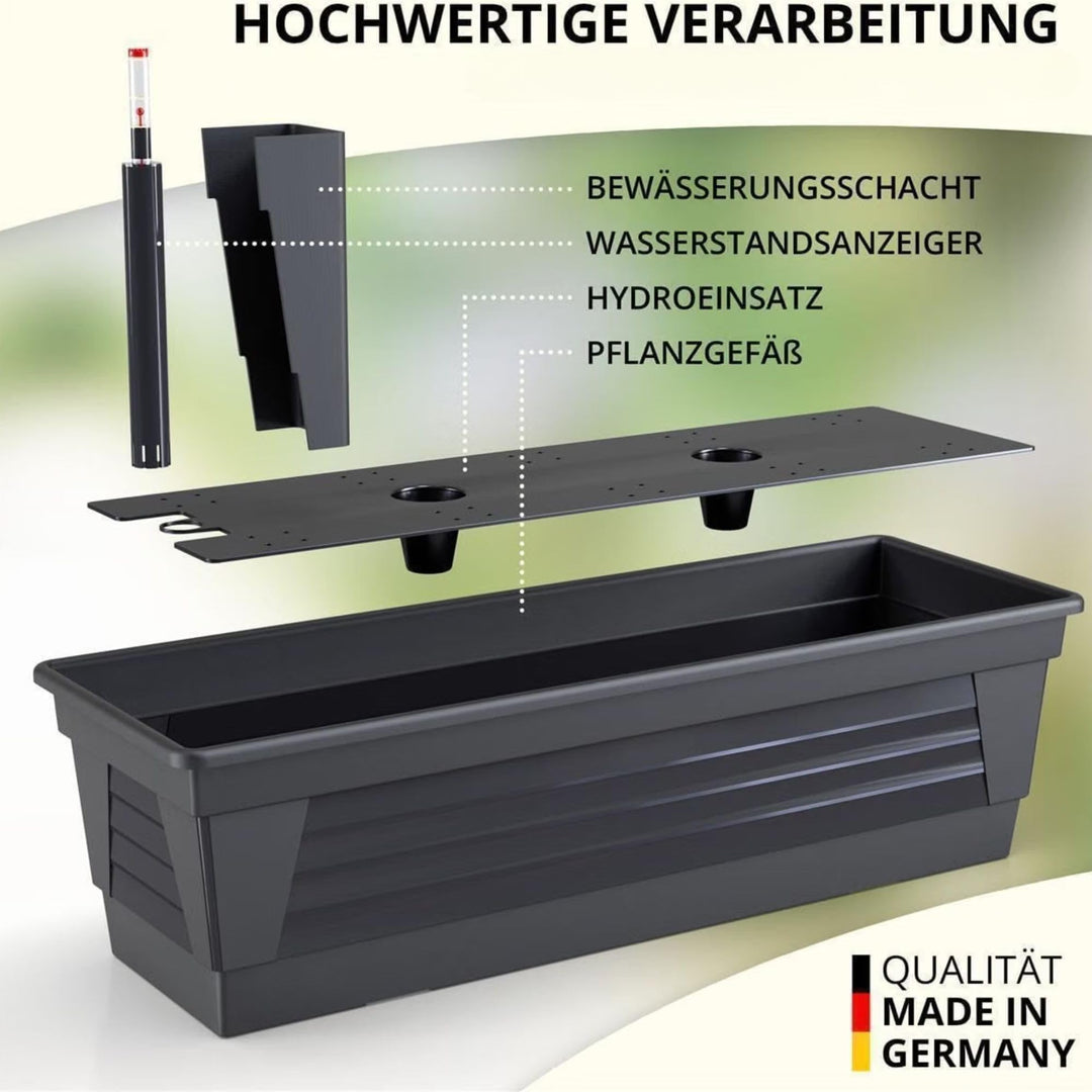 Blumenkasten 3er-Set 100x21x17 cm Anthrazit mit Bewässerungssystem - Bild 3