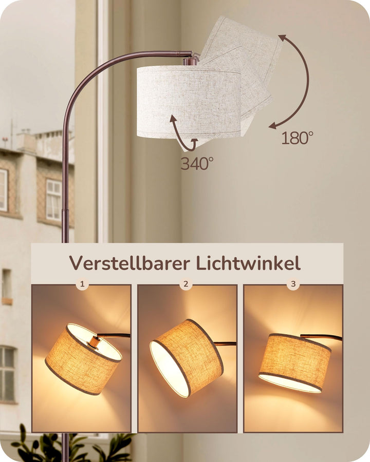 Stehlampe Leinenschirm Bogenlampe 161 cm E27 für Wohnzimmer - Bild 2