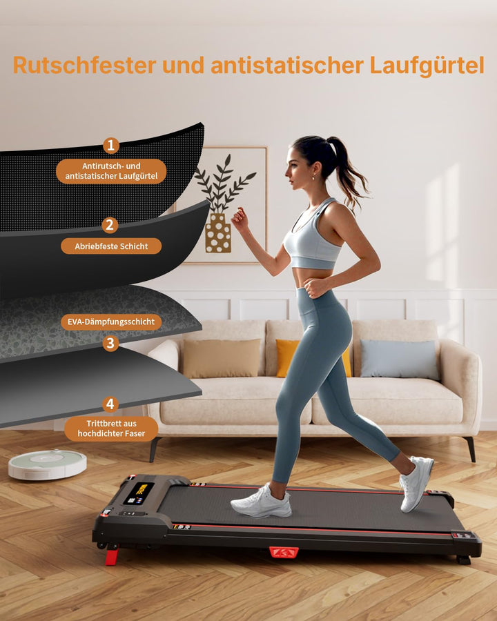 Laufband mit Steigung 5° und LED-Anzeige fuer Zuhause 150kg - Bild 6