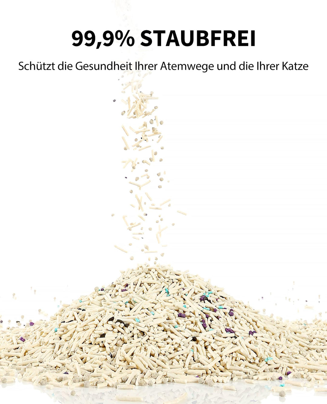 Tofu-Katzenstreu 5-in-1 mit Aktivkohle spülbar 3x 2,4 kg - Bild 6