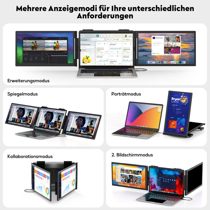 Triple Portable Monitor 14 Zoll FHD 1080P USB-C für Laptops 14-16" - Bild 4