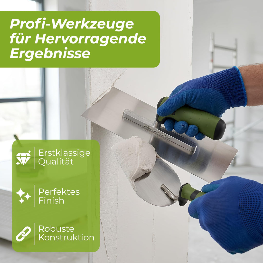 Maurerkellen Set 7-teilig Edelstahl mit Glättkelle und Gipserspachtel - Bild 7
