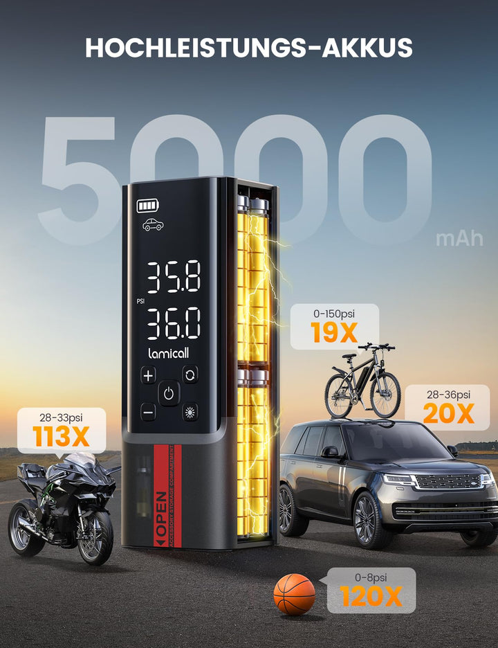 Elektrische Luftpumpe Akku 150PSI für Auto Fahrrad Ball - Bild 3