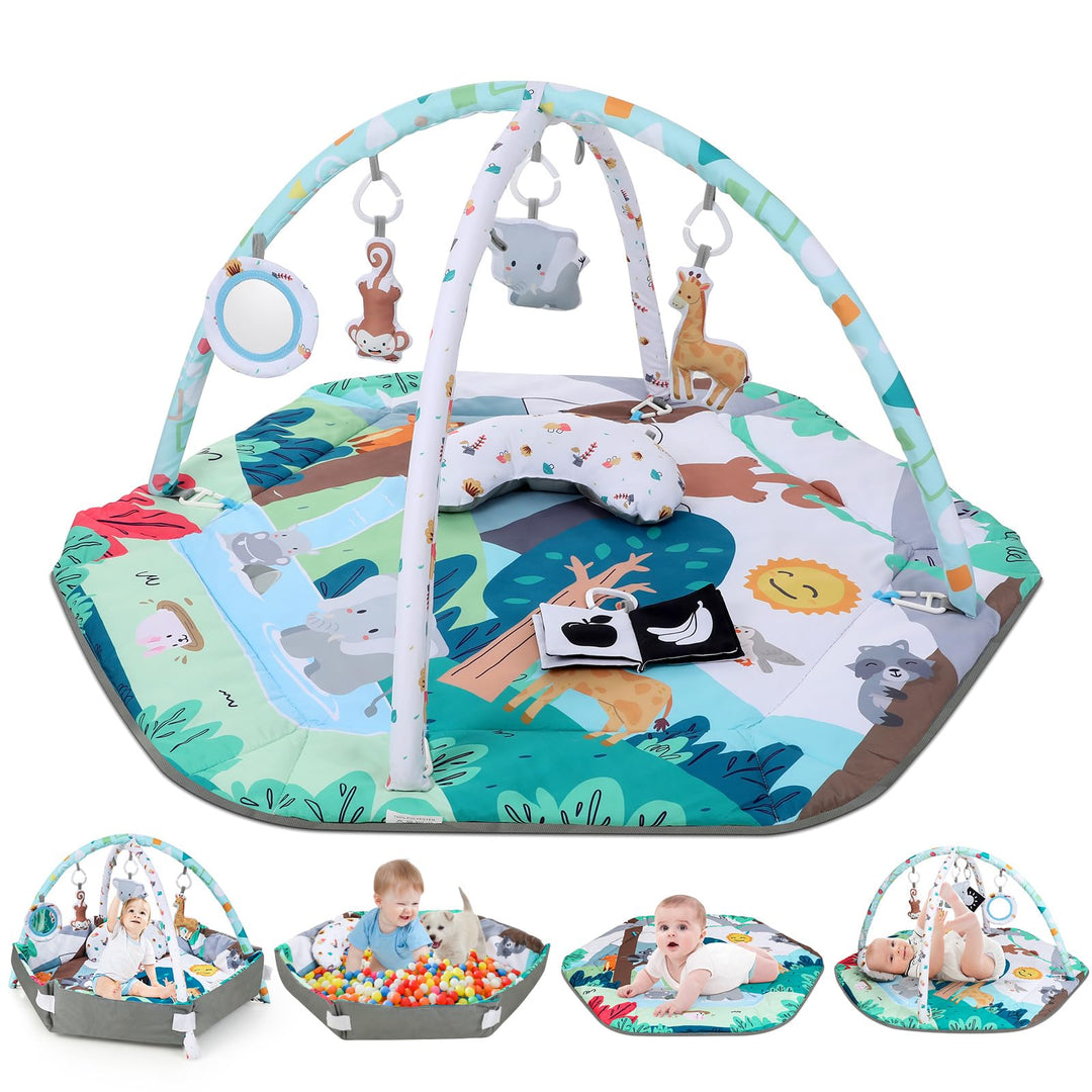 Spielbogen Baby 4-in-1 mit Spieldecke und 6 Sensorspielzeugen