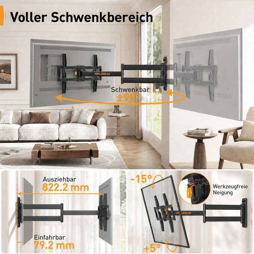 TV Wandhalterung Eck Langarm schwenkbar 37-75 Zoll bis 45 kg - Bild 4