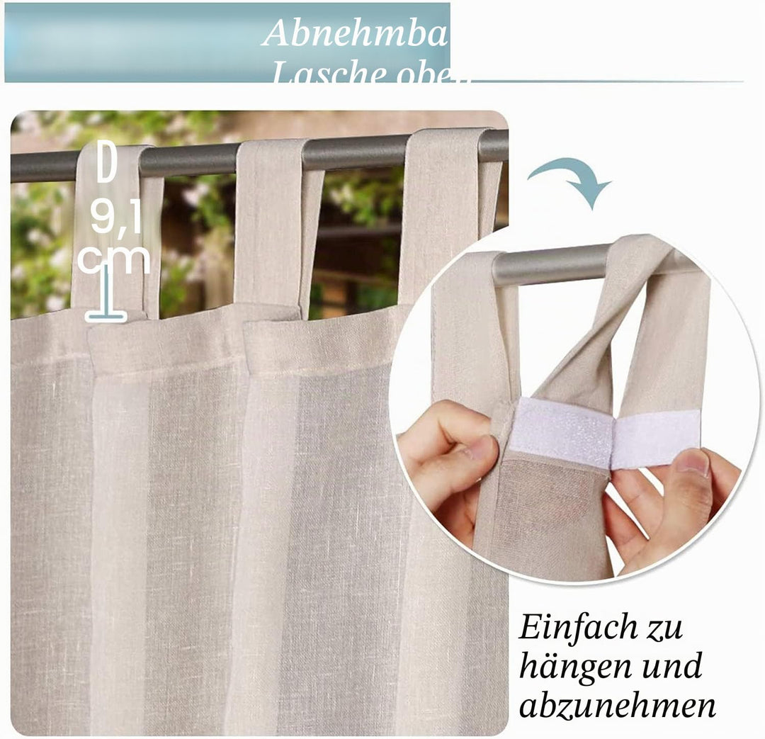 Outdoor Vorhänge Leinen 2er-Set 132x213 cm für Terrasse und Pergola - Bild 2