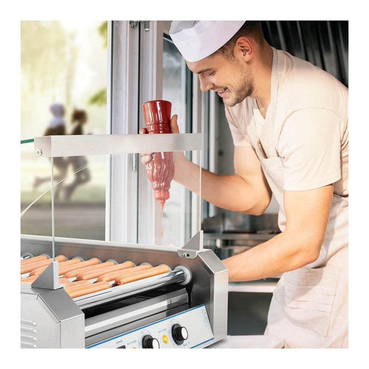 Hot Dog Grill Edelstahl 11 Rollen 20 Würstchen 1850W 2 Heizzonen - Bild 4