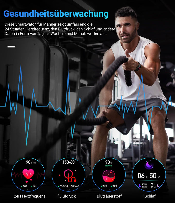 Smartwatch mit Telefonfunktion 1,39 Zoll 111 Sportmodi IP67 Herren - Bild 4