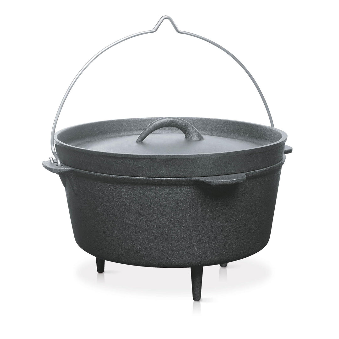 Dutch Oven Gusseisen 3 Liter mit Dreibein fuer Feuerschale und Grill