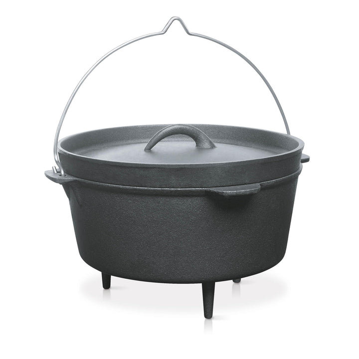 Dutch Oven Gusseisen 3 Liter mit Dreibein fuer Feuerschale und Grill
