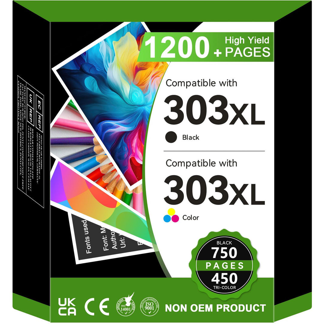 Druckerpatronen 303 XL Schwarz + Farbe kompatibel für HP Envy