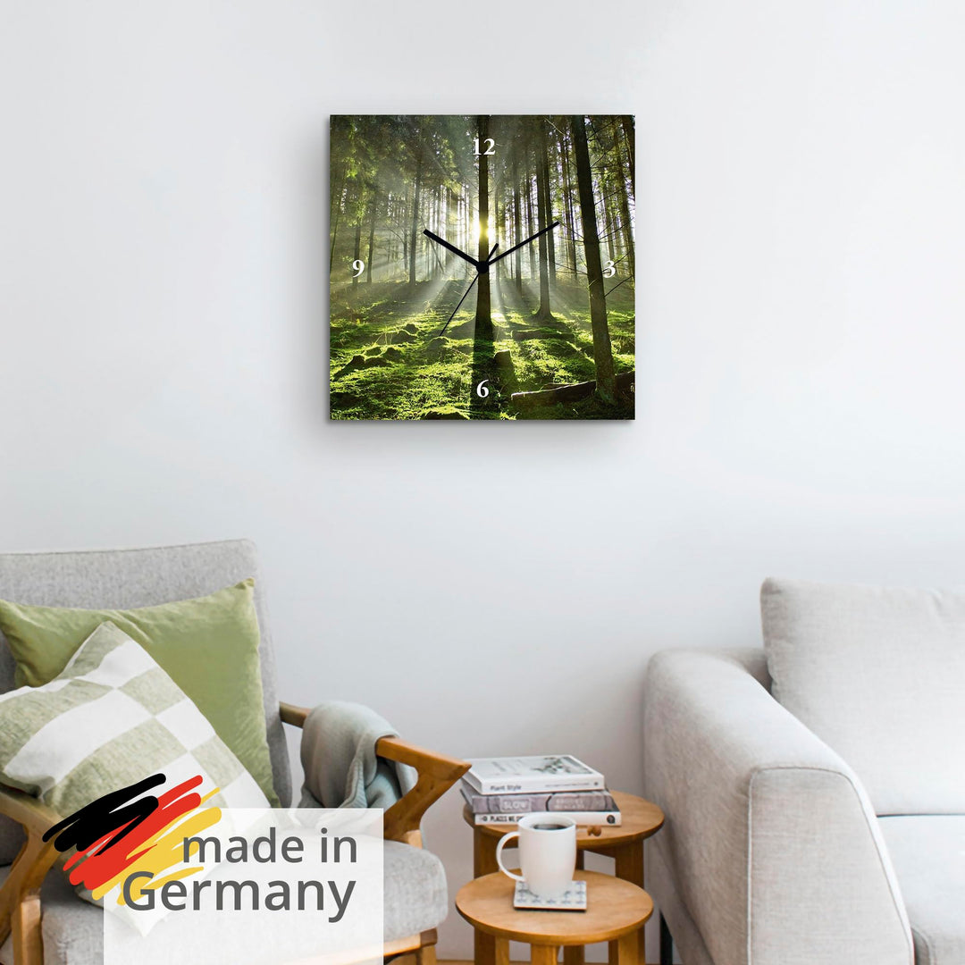 Wanduhr lautlos Aluminium 30x30 cm Wald-Motiv quadratisch - Bild 6