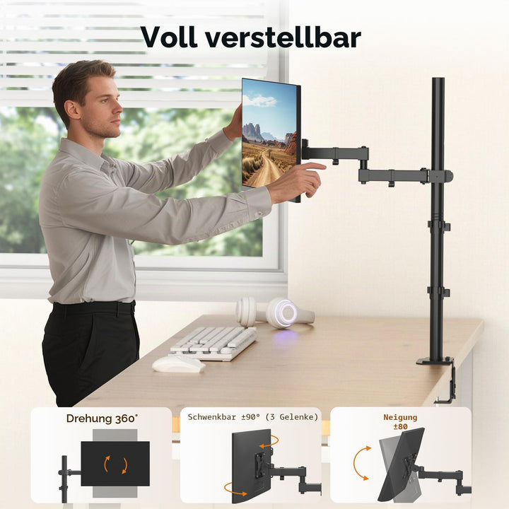 Monitorarm Standhalterung 800 mm hoch VESA 75/100 für 13–32 Zoll - Bild 2