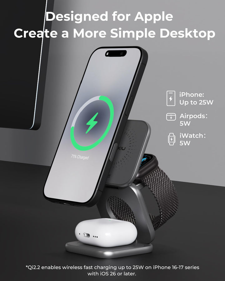 3-in-1 Ladestation Qi2.2 25W faltbar für iPhone, Apple Watch &amp; AirPods - Bild 3