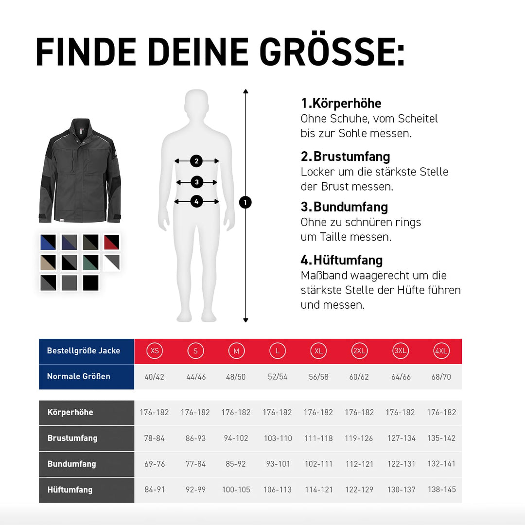 Arbeitsjacke Polyester-Baumwolle körpernah Anthrazit/Schwarz Gr. XL - Bild 9