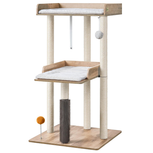 Katzenbaum 111cm Greige mit Kratzsäulen für grosse Katzen