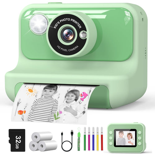 Sofortbildkamera Kinder 1080P mit Druckpapier 32GB Karte 3-12 Jahre
